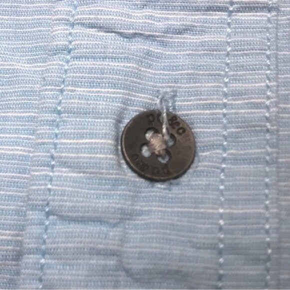 PD&C Men’s Short Sleeve Button Up Two Pocket Cotton Shirt Blue Size Large - Picture 4 of 5